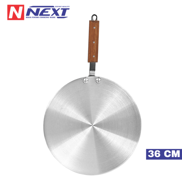 Sleek metal finish tawa designed for even cooking, perfect for flatbreads, pancakes, dosas, and more. Features an easy-to-clean surface and ergonomic handle.