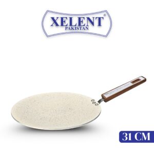 Marble-Coated 6 Gauge Tawa with a non-stick surface, ideal for cooking flatbreads, pancakes, and more. Features even heat distribution and a sturdy handle for easy handling.