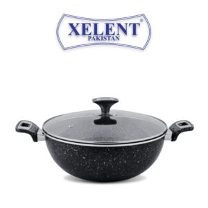 Marble-Coated Wok with non-stick surface, designed for even heat distribution. Ideal for stir-frying, deep-frying, and sautéing, with a sturdy handle for safe and comfortable cooking.