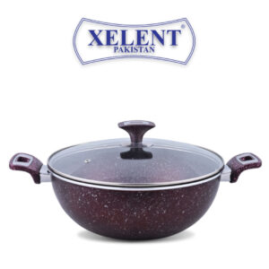 Marble-Coated Wok with non-stick surface, designed for even heat distribution. Ideal for stir-frying, deep-frying, and sautéing, with a sturdy handle for safe and comfortable cooking.