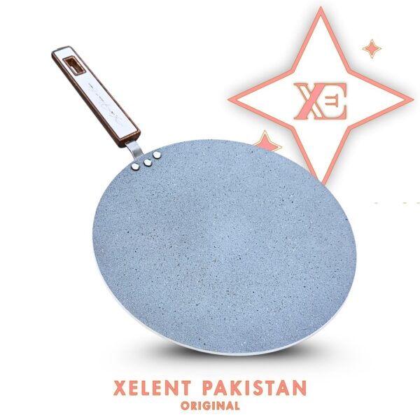 Marble-Coated Tawa with a non-stick surface, ideal for cooking flatbreads, pancakes, and more. Features even heat distribution and a sturdy handle for easy handling.