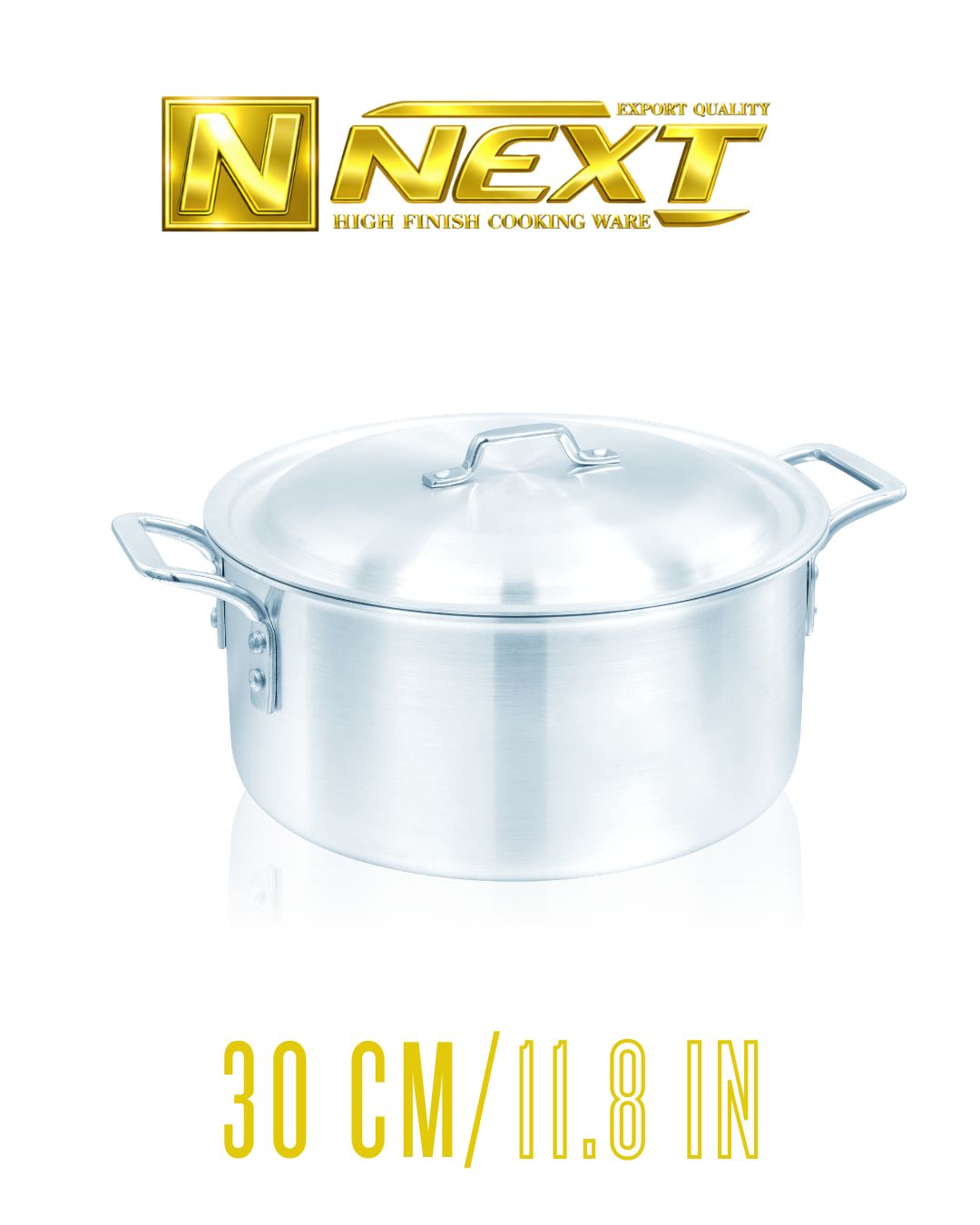 Durable metal finish casserole with sleek iron chrome handles, perfect for versatile cooking and easy handling.