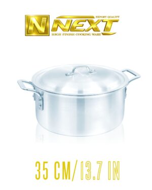 Durable metal finish casserole with sleek iron chrome handles, perfect for versatile cooking and easy handling.
