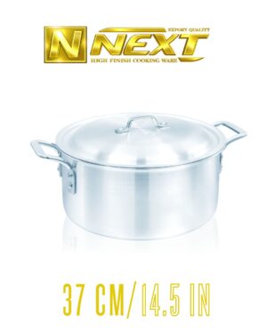 Durable metal finish casserole with sleek iron chrome handles, perfect for versatile cooking and easy handling.