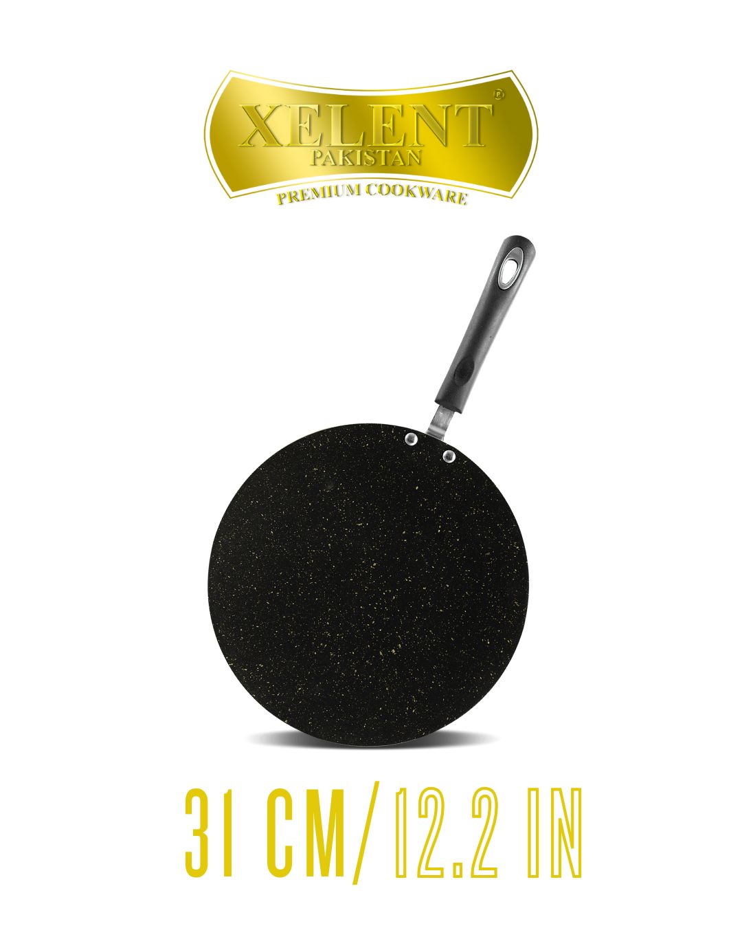 Marble-Coated 6 Gauge Tawa with a non-stick surface, ideal for cooking flatbreads, pancakes, and more. Features even heat distribution and a sturdy handle for easy handling.
