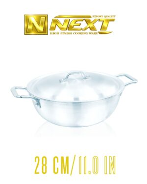 Wok with iron chrome handles for effortless cooking and serving