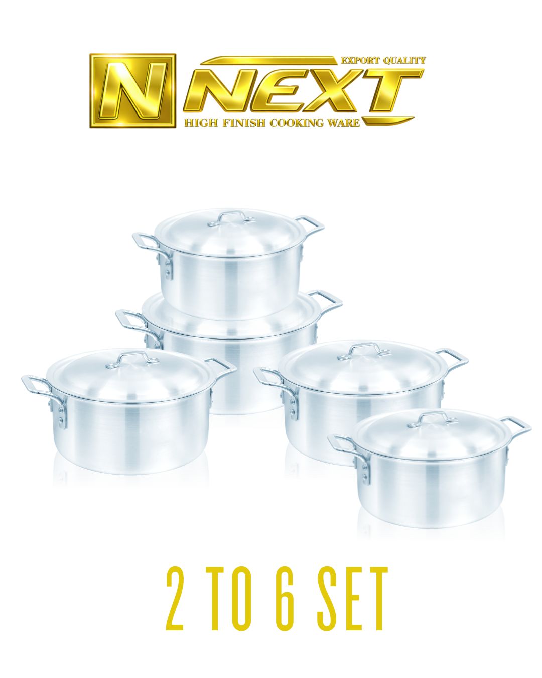Metal finish casserole set featuring various sizes, high-quality metal construction, and ergonomic handles, ideal for even cooking and easy cleaning.