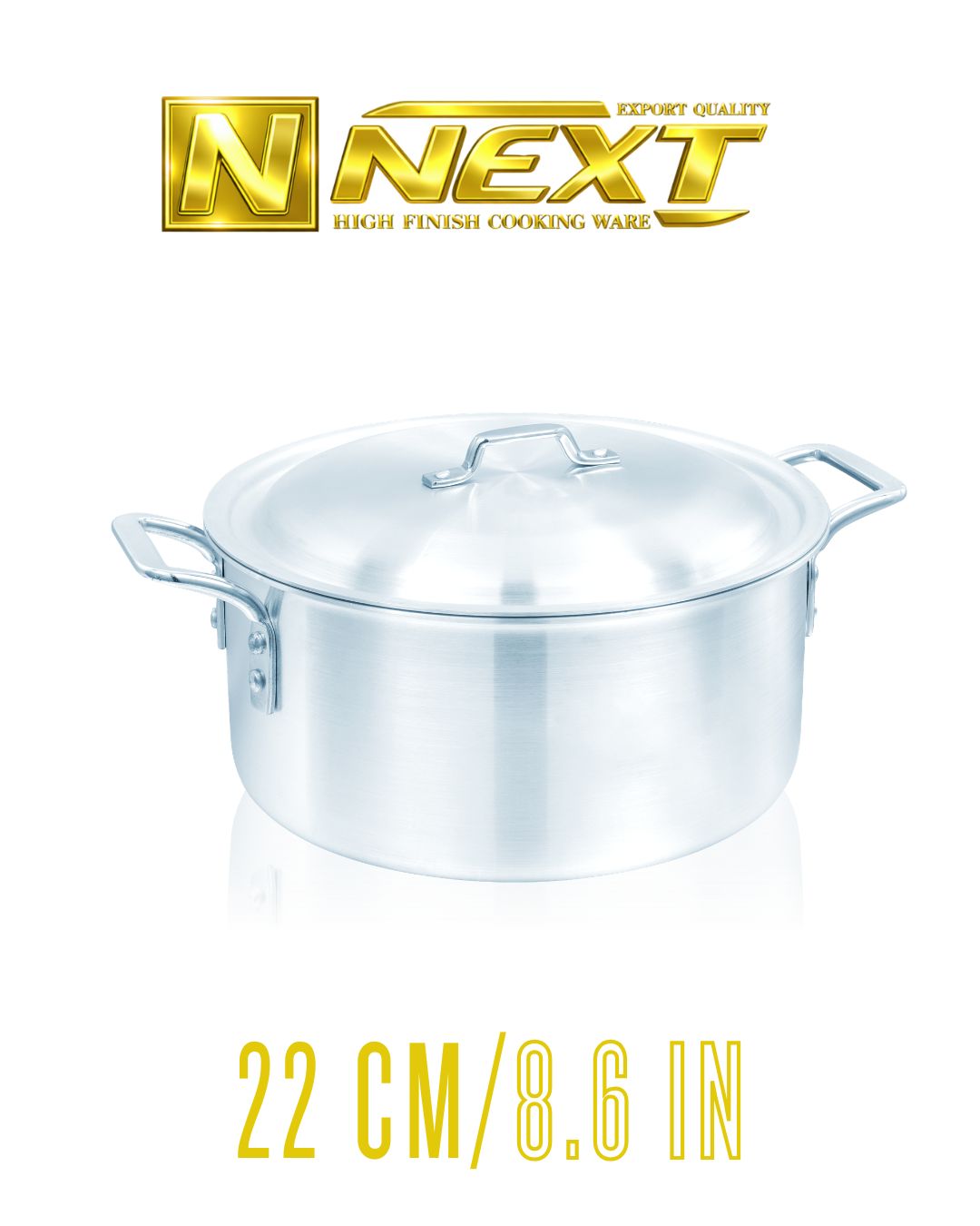 Durable metal finish casserole with sleek iron chrome handles, perfect for versatile cooking and easy handling.