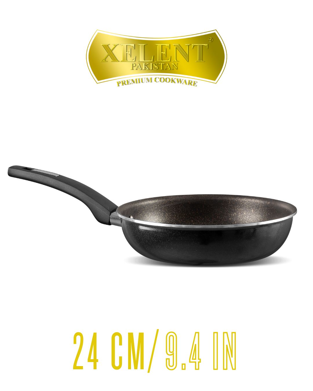 Xelent Crystal Nonstick Frypan with premium crystal coating and ergonomic handle placed on a modern kitchen surface.