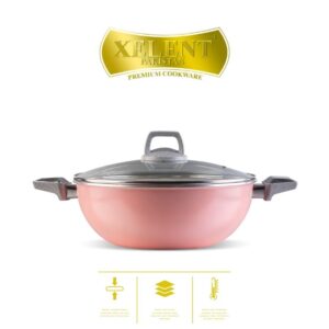 Marble-Coated Wok with non-stick surface, designed for even heat distribution. Ideal for stir-frying, deep-frying, and sautéing, with a sturdy handle for safe and comfortable cooking.