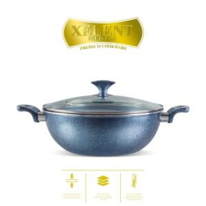 Marble-Coated Wok with non-stick surface, designed for even heat distribution. Ideal for stir-frying, deep-frying, and sautéing, with a sturdy handle for safe and comfortable cooking.
