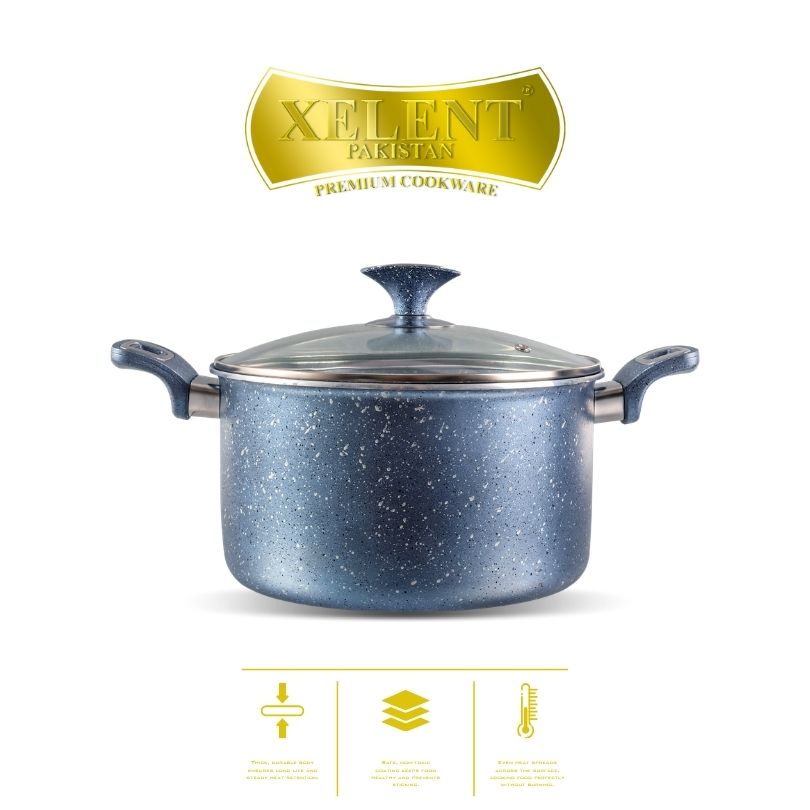 Xelent Marble Coated Casserole | Elegant Nonstick Cookware for Stews and Casseroles