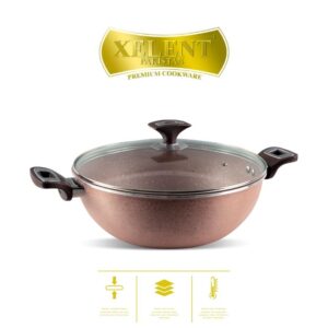 Marble-Coated Wok with non-stick surface, designed for even heat distribution. Ideal for stir-frying, deep-frying, and sautéing, with a sturdy handle for safe and comfortable cooking.