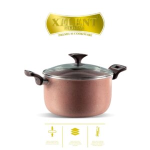 Xelent Marble Coated Casserole | Elegant Nonstick Cookware for Stews and Casseroles
