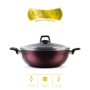 Marble-Coated Wok with non-stick surface, designed for even heat distribution. Ideal for stir-frying, deep-frying, and sautéing, with a sturdy handle for safe and comfortable cooking.