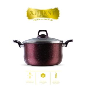 Xelent Marble Coated Casserole | Elegant Nonstick Cookware for Stews and Casseroles