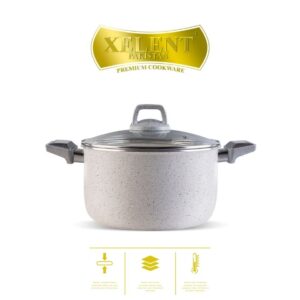 Xelent Marble Coated Casserole | Elegant Nonstick Cookware for Stews and Casseroles