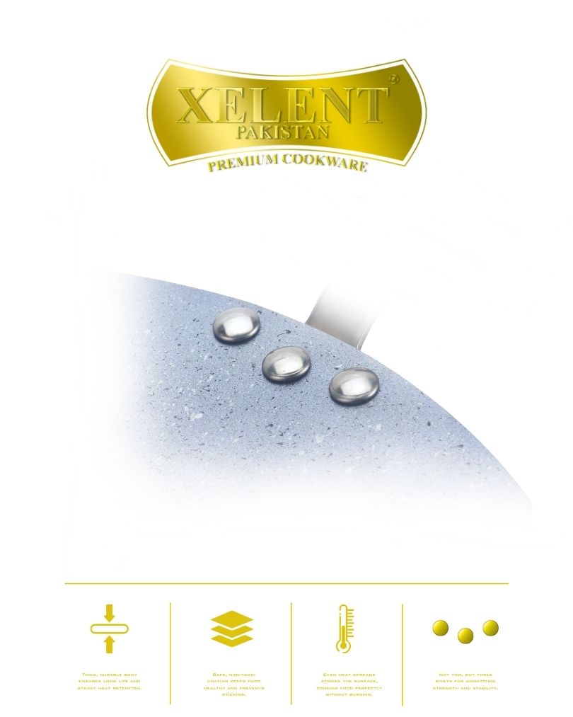 Marble-Coated 6 Gauge Tawa with a non-stick surface, ideal for cooking flatbreads, pancakes, and more. Features even heat distribution and a sturdy handle for easy handling.