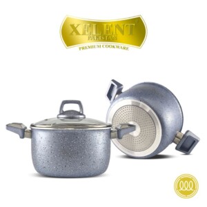 Shop the premium induction marble casserole by Xelent Pakistan Cookware featuring nonstick marble coating, induction-compatible base, durable construction, elegant design, and even heat distribution for everyday cooking.