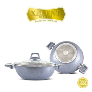 Shop the premium induction marble wok by Xelent Pakistan Cookware featuring nonstick marble coating, induction-compatible base, durable construction, elegant design, and even heat distribution for everyday cooking.